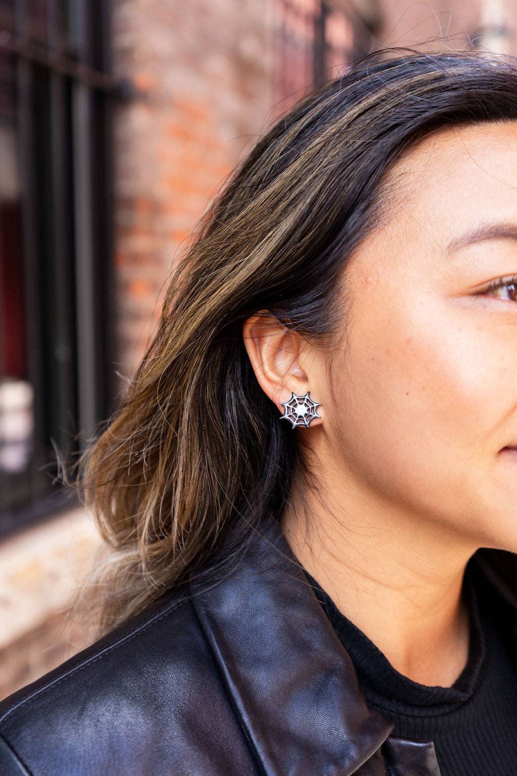 Black Spider Web Studs