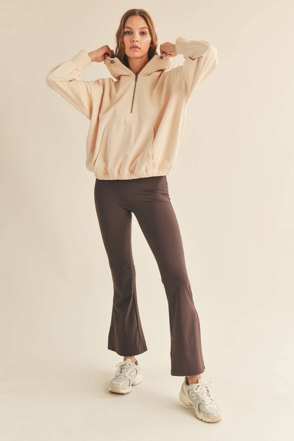 Cream Essential Zip Pullover