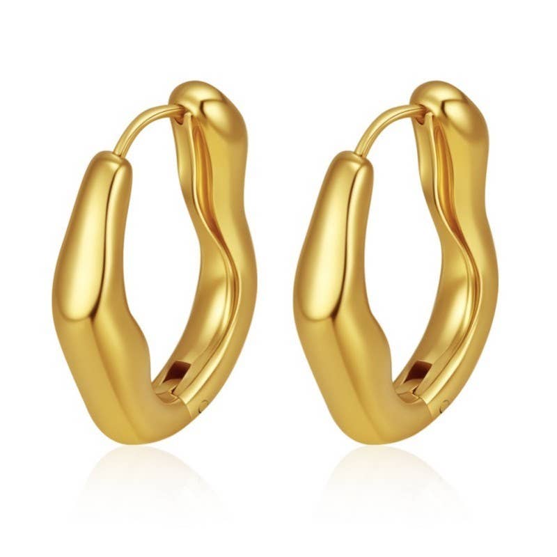 Gold U-Shape Huggie Hoop Earrings