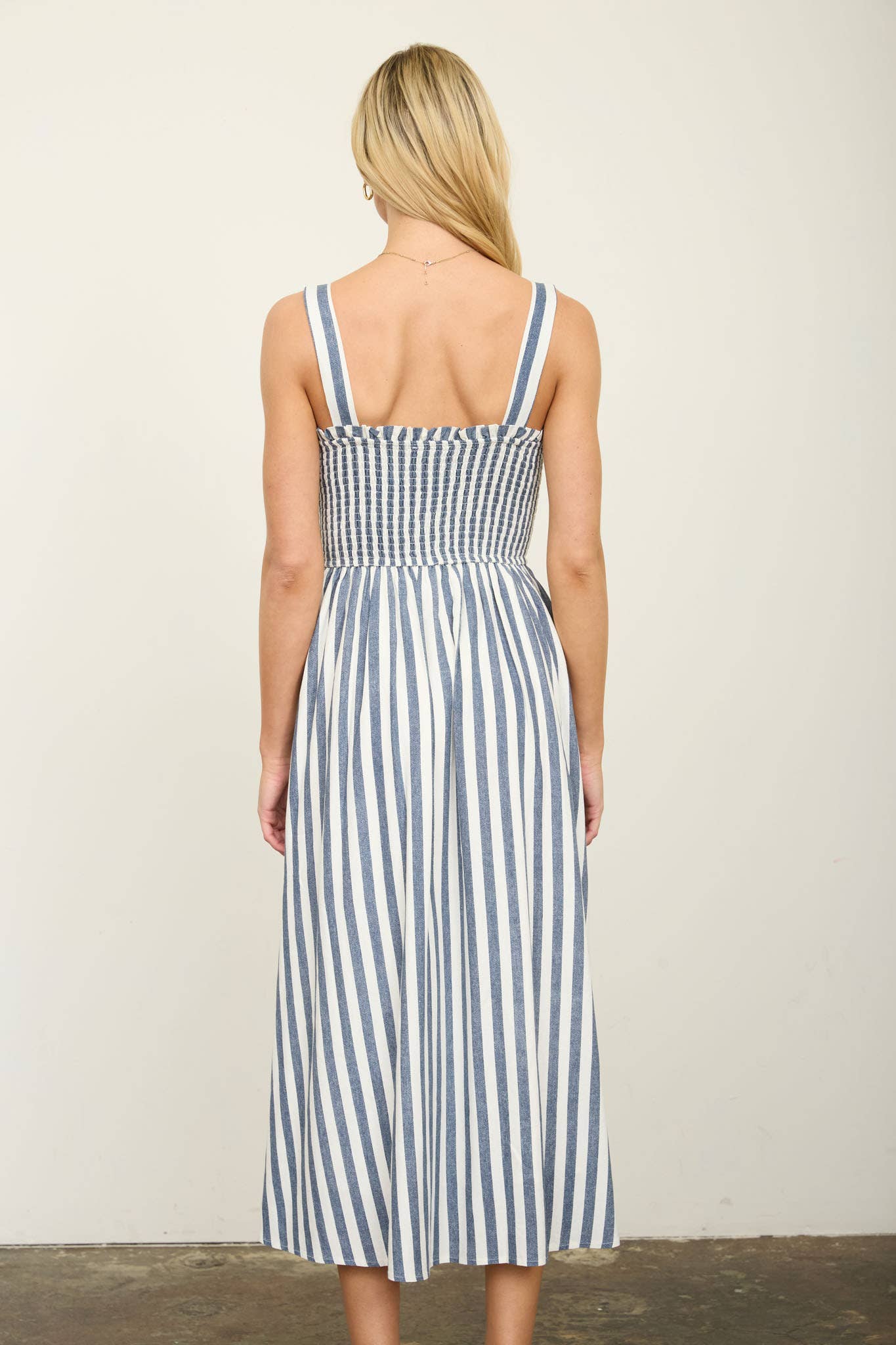 Nautical Stripe Linen Maxi Dress