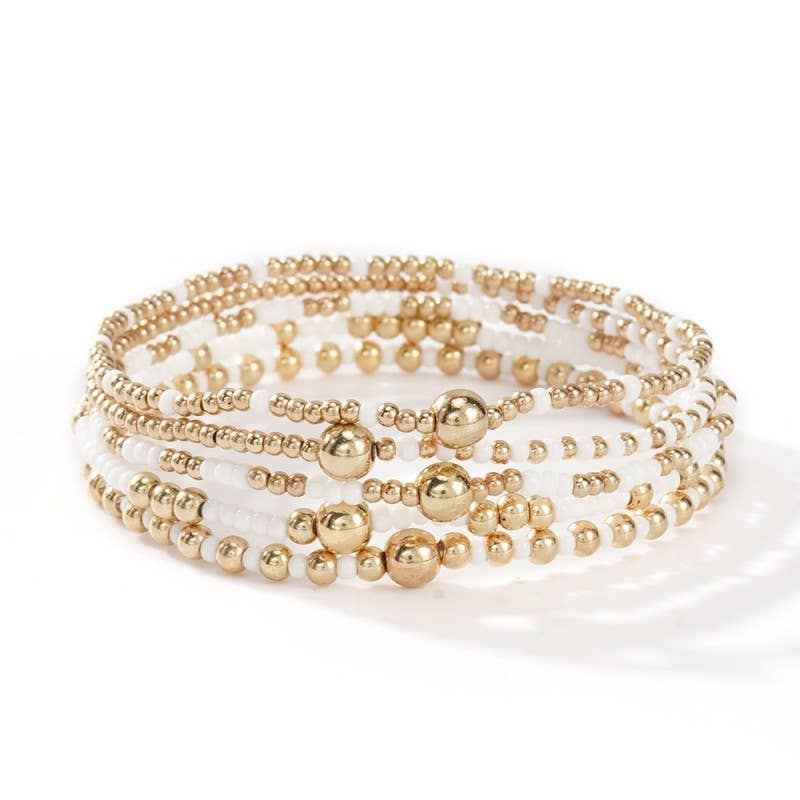 White Multi Layer Breaded Bracelet
