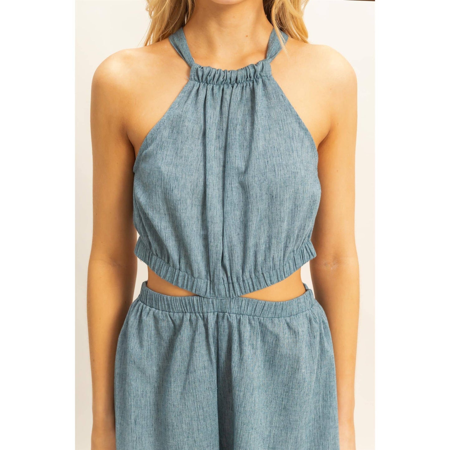 Halterneck Side Cutout Relaxed Fit Romper