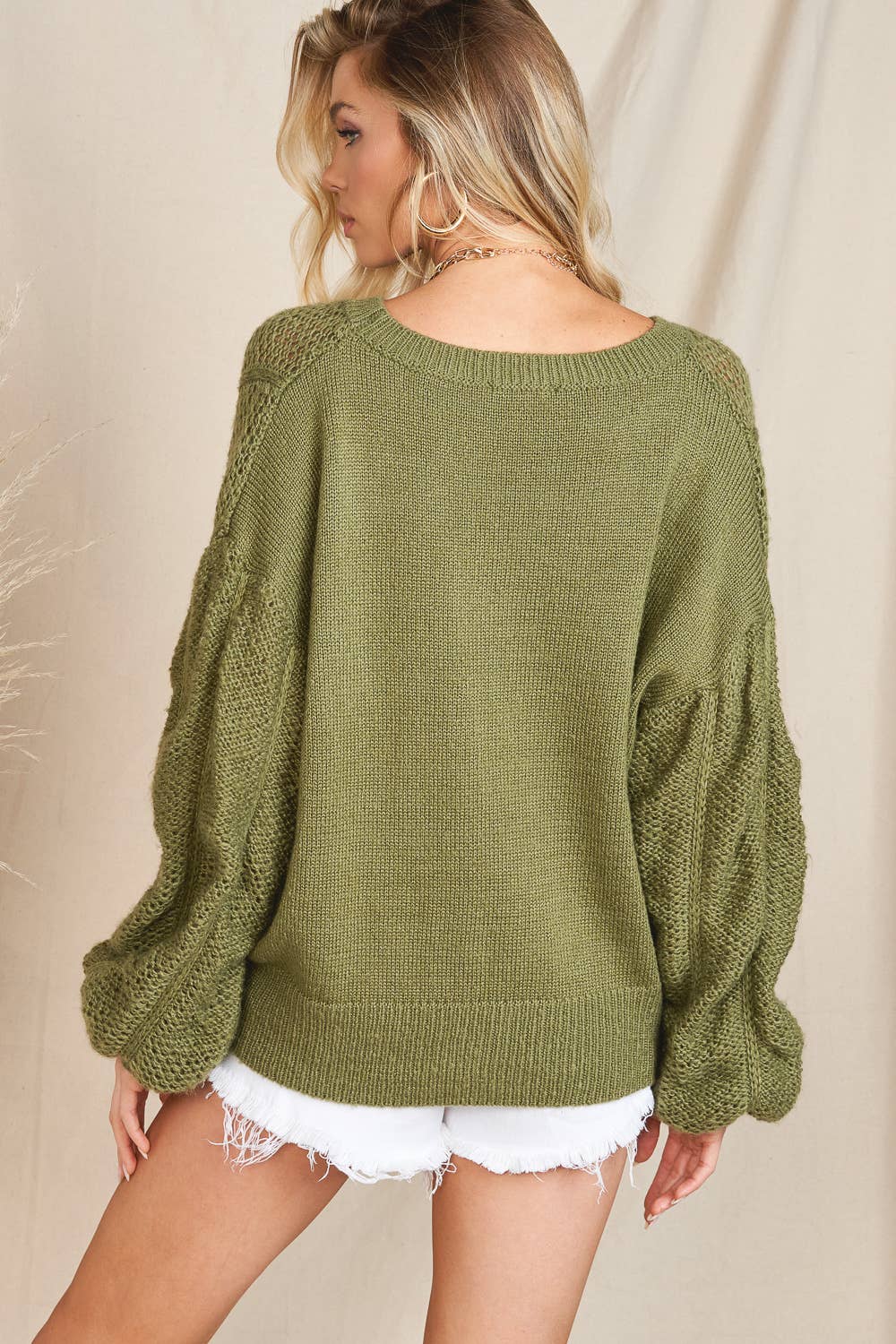 Olive Wide Sleeve Knit Sweater