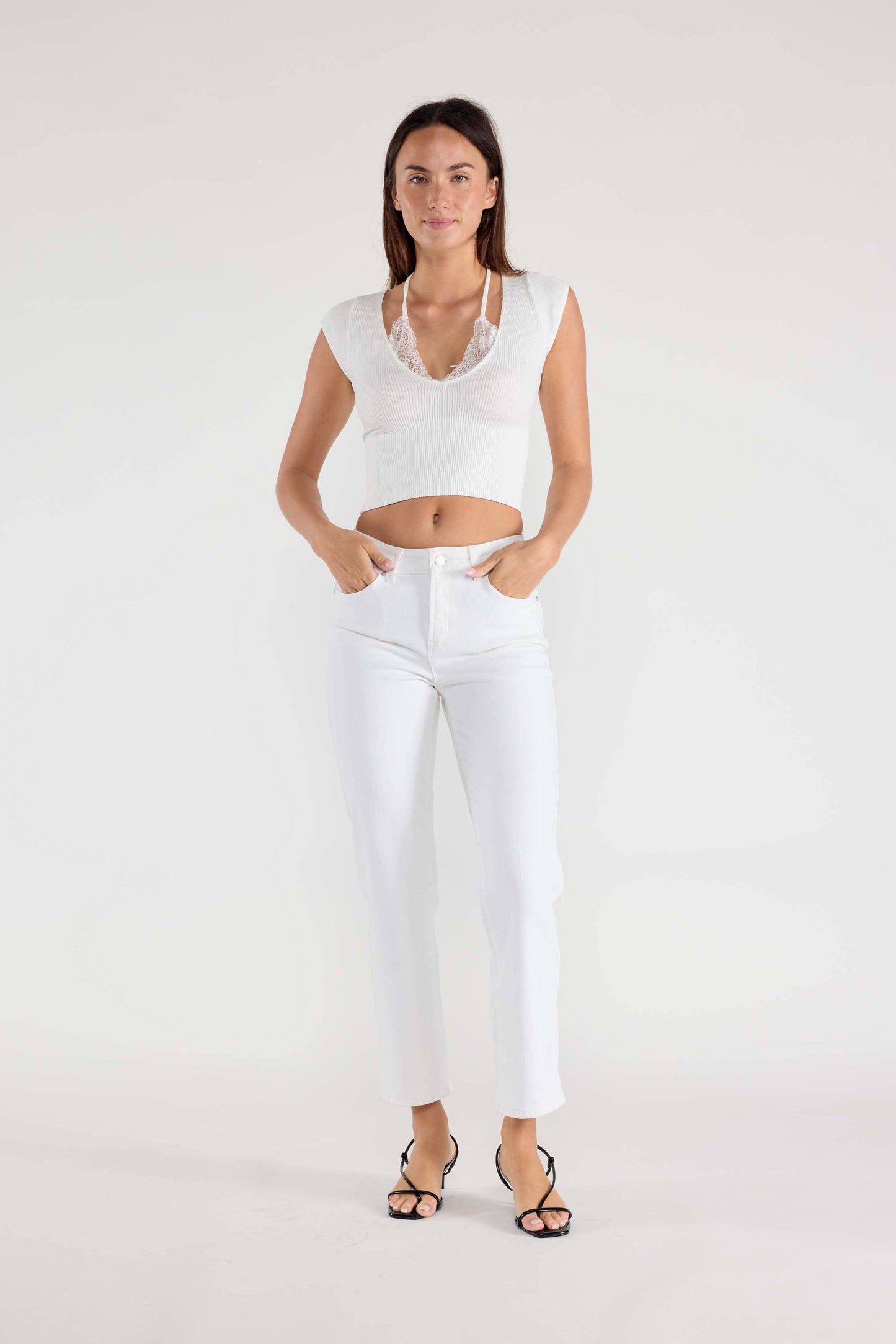 High Rise Straight Regular Hem Jeans