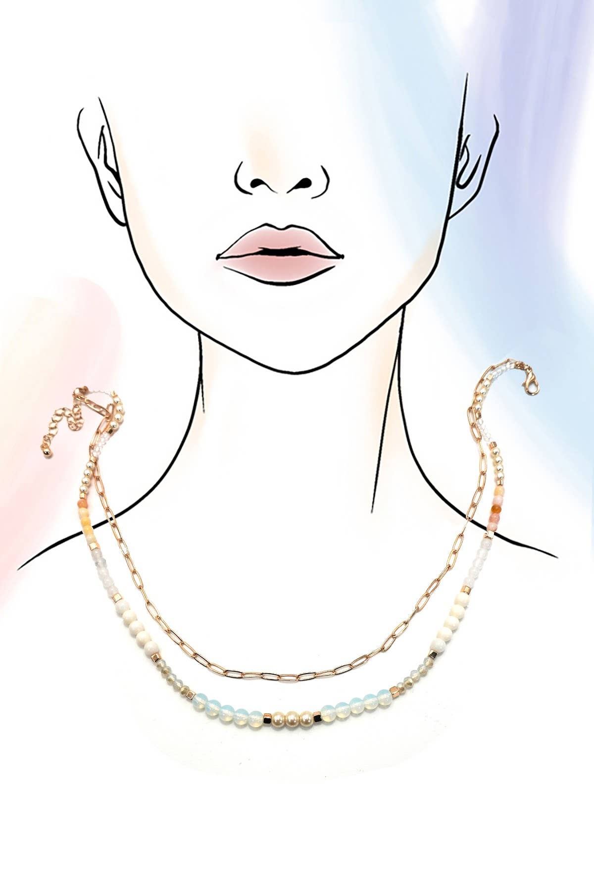 Double Layer Natural Bead Necklace