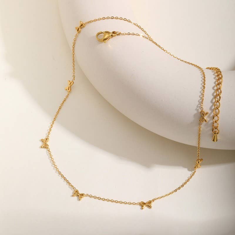 Gold Multi Bow Necklace