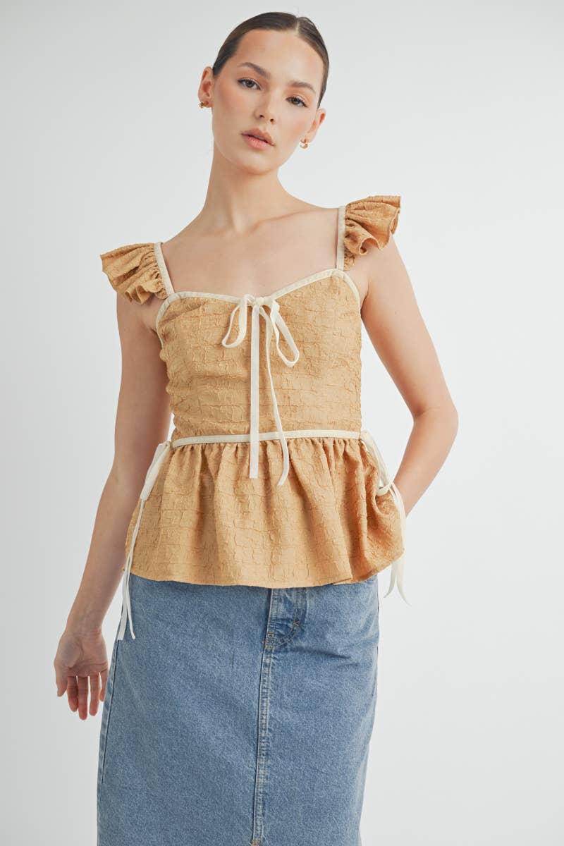 Ruffled Strap Peplum Top