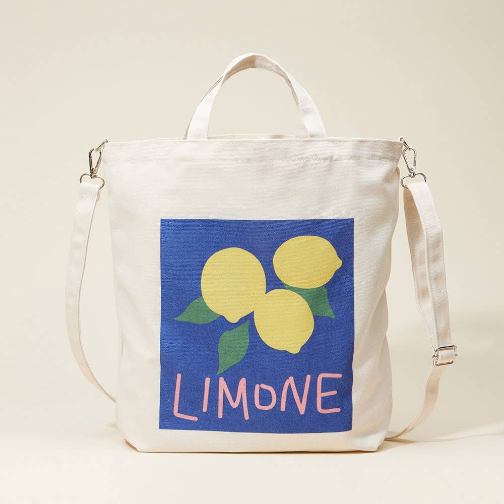 Limone Printed Top Handle Canvas Crossbody Bag