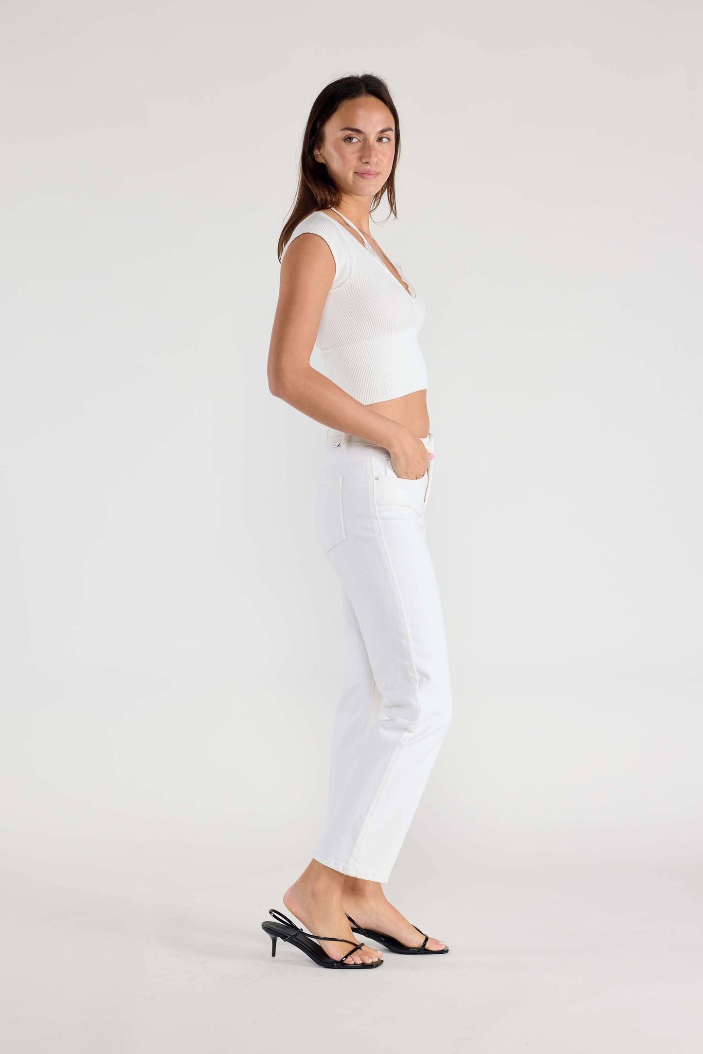 High Rise Straight Regular Hem Jeans