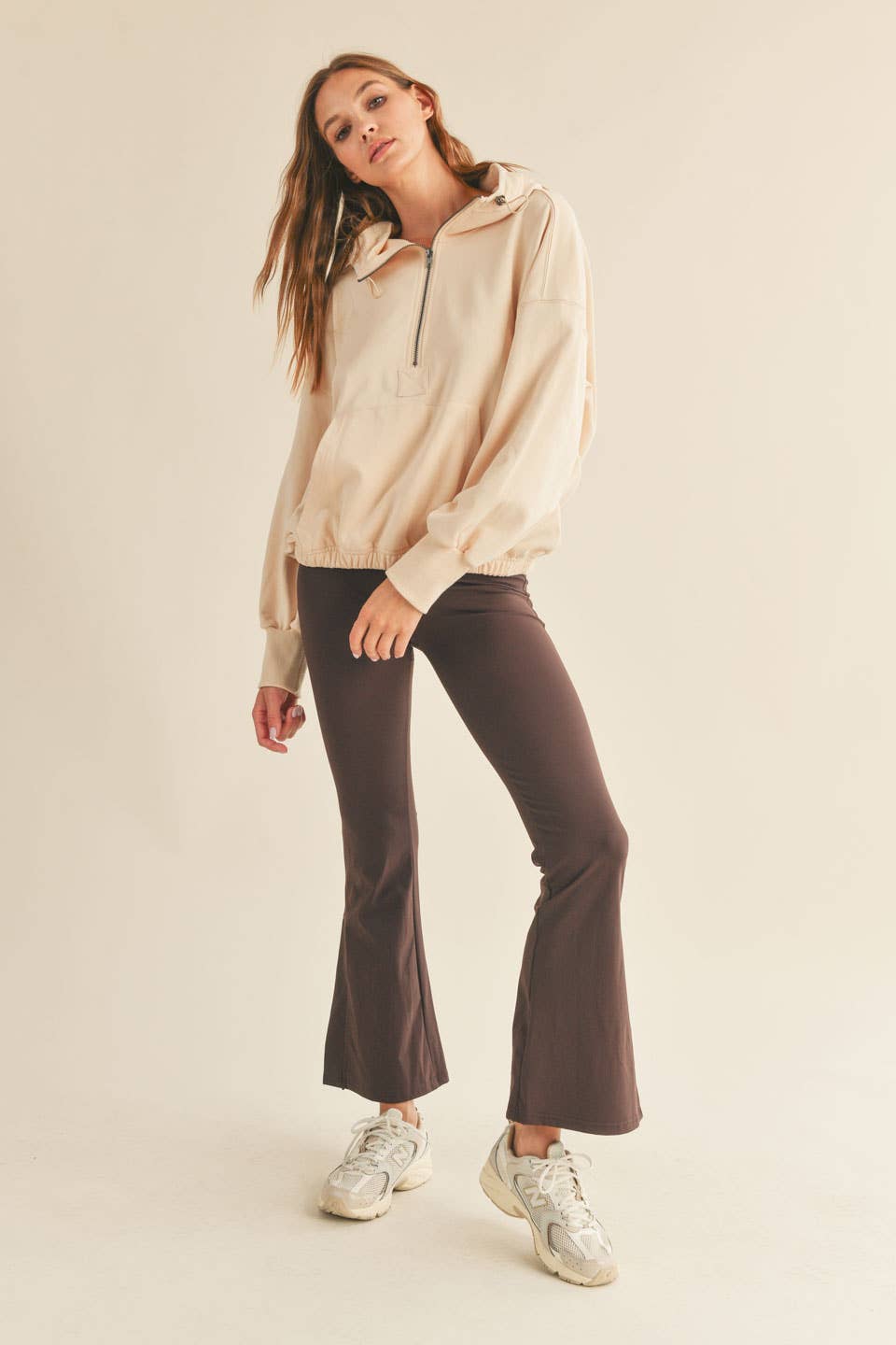 Cream Essential Zip Pullover