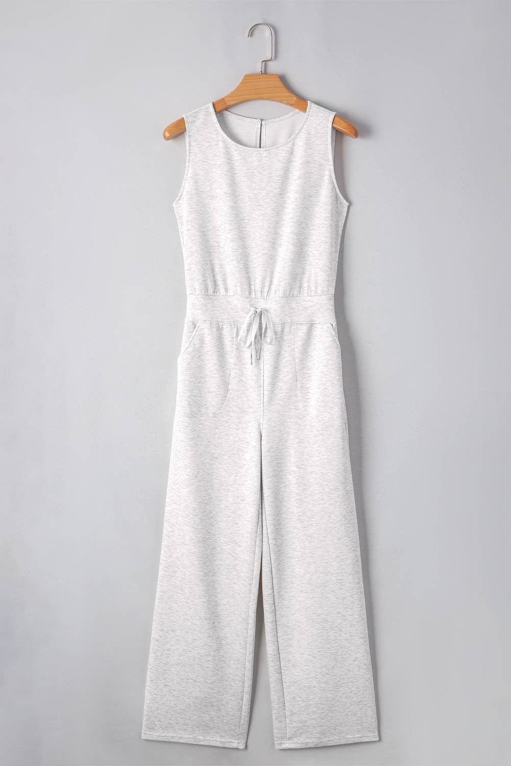 Crew Neck Drawstring High Waist Jumpsuit