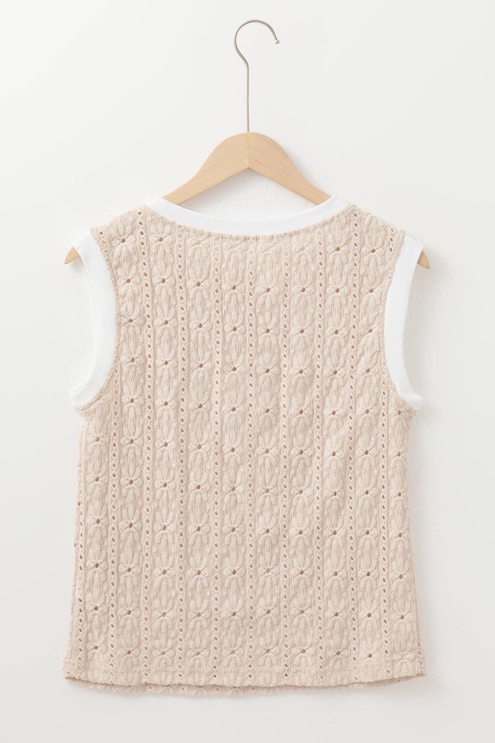 Floral Textured Crewneck Sleeveless Top