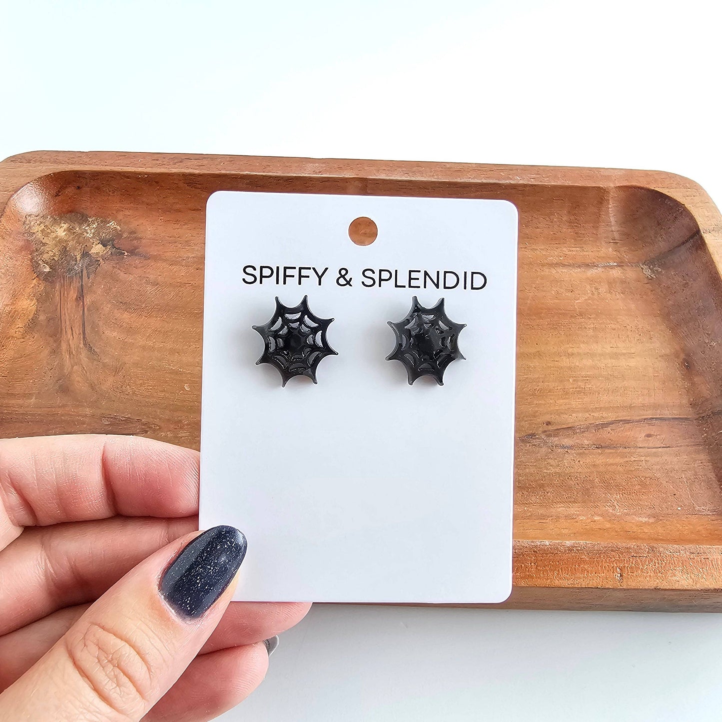 Black Spider Web Studs