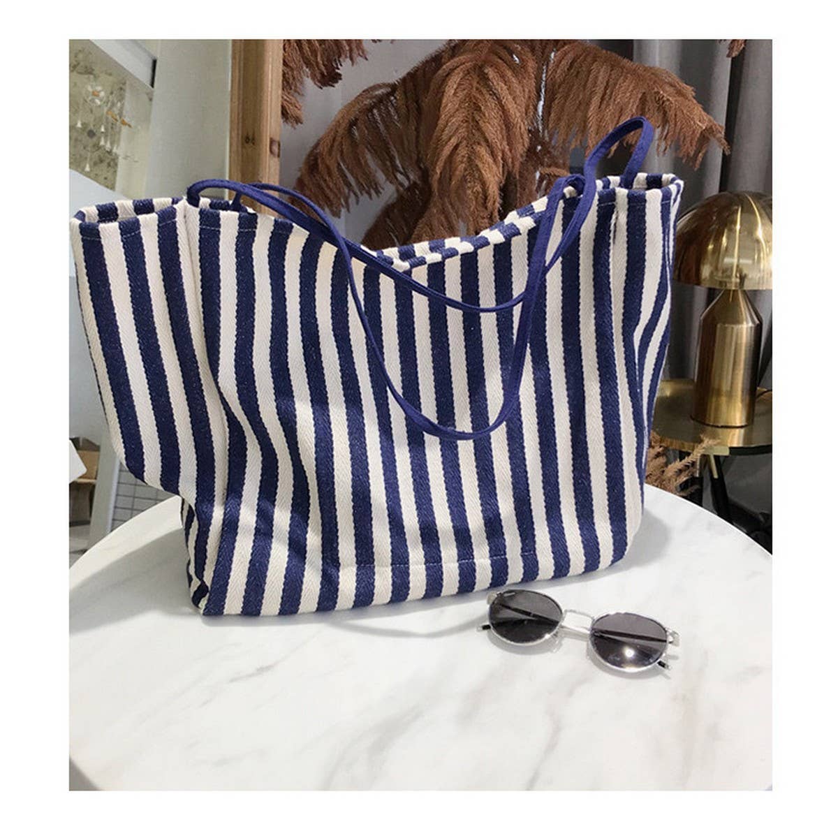 Striped Shoulder Canvas Bag
