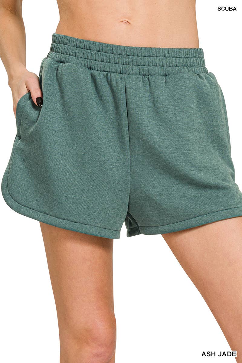 Elastic Waist Dolphin Pocket Shorts