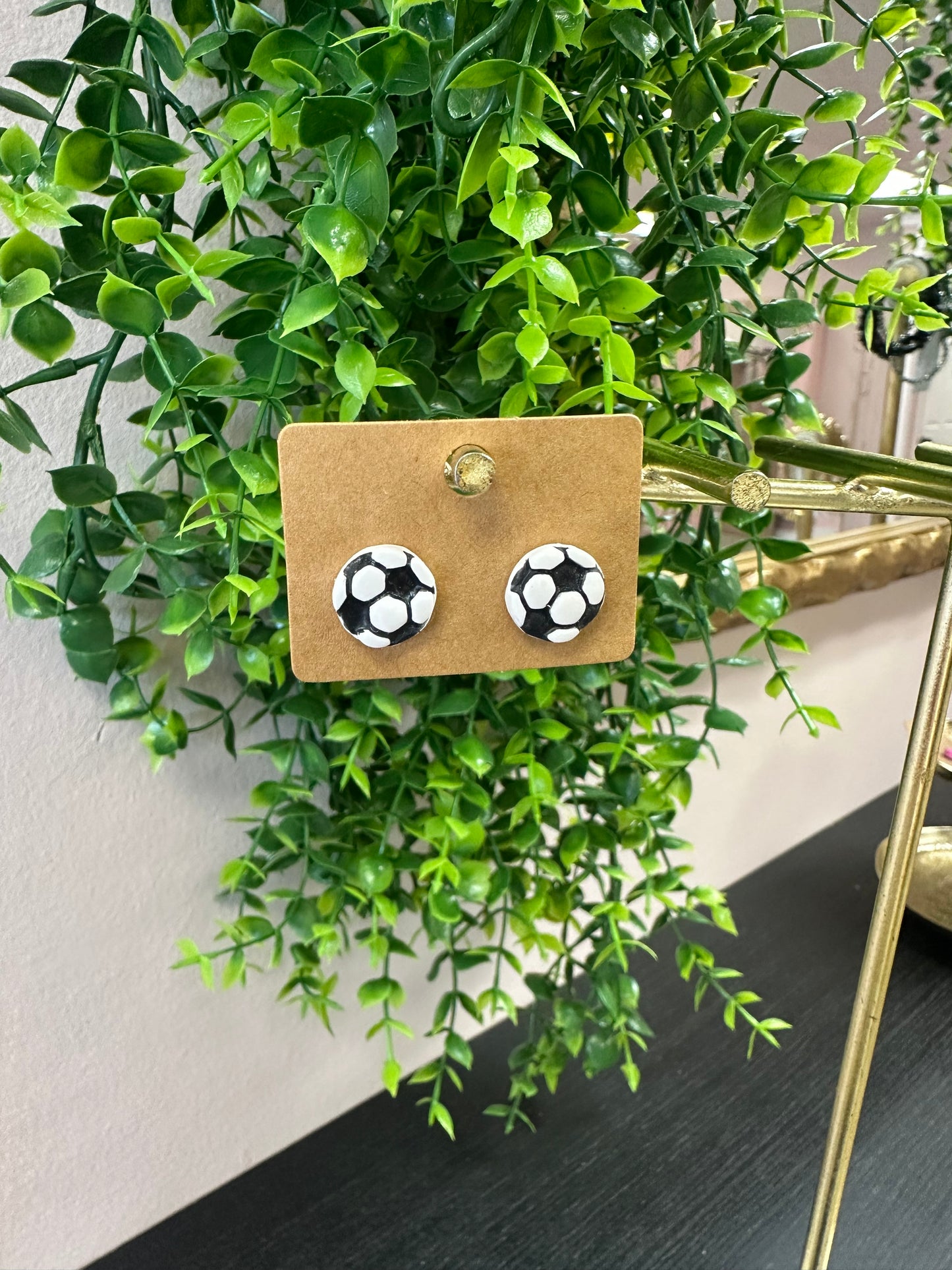 Soccer Ball Clay Stud Earrings