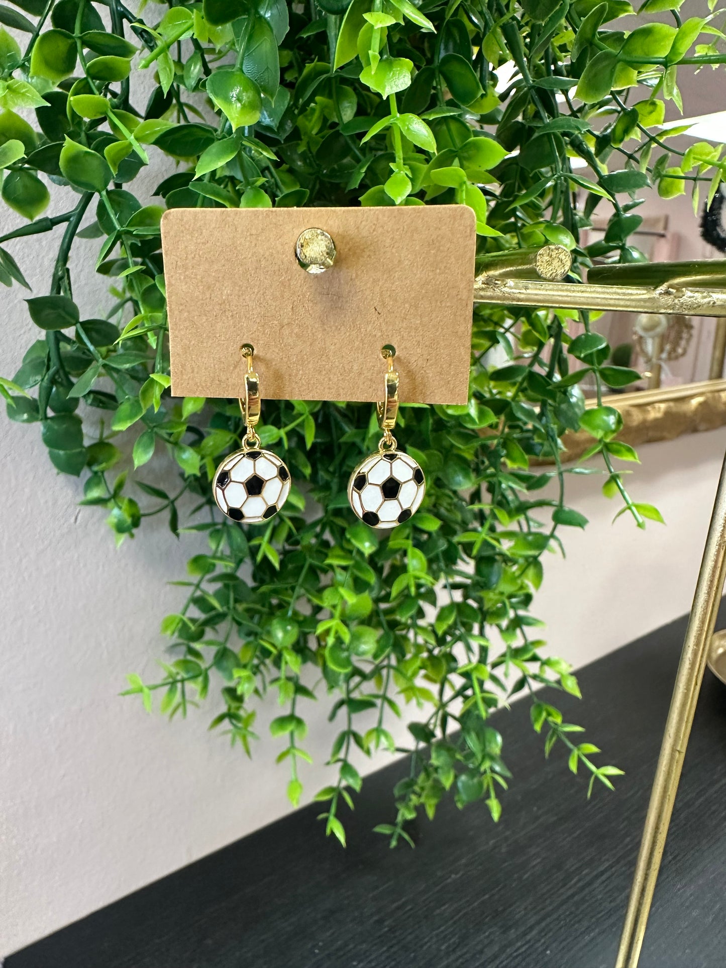 Soccer Gold Huggie Hoop Earrings