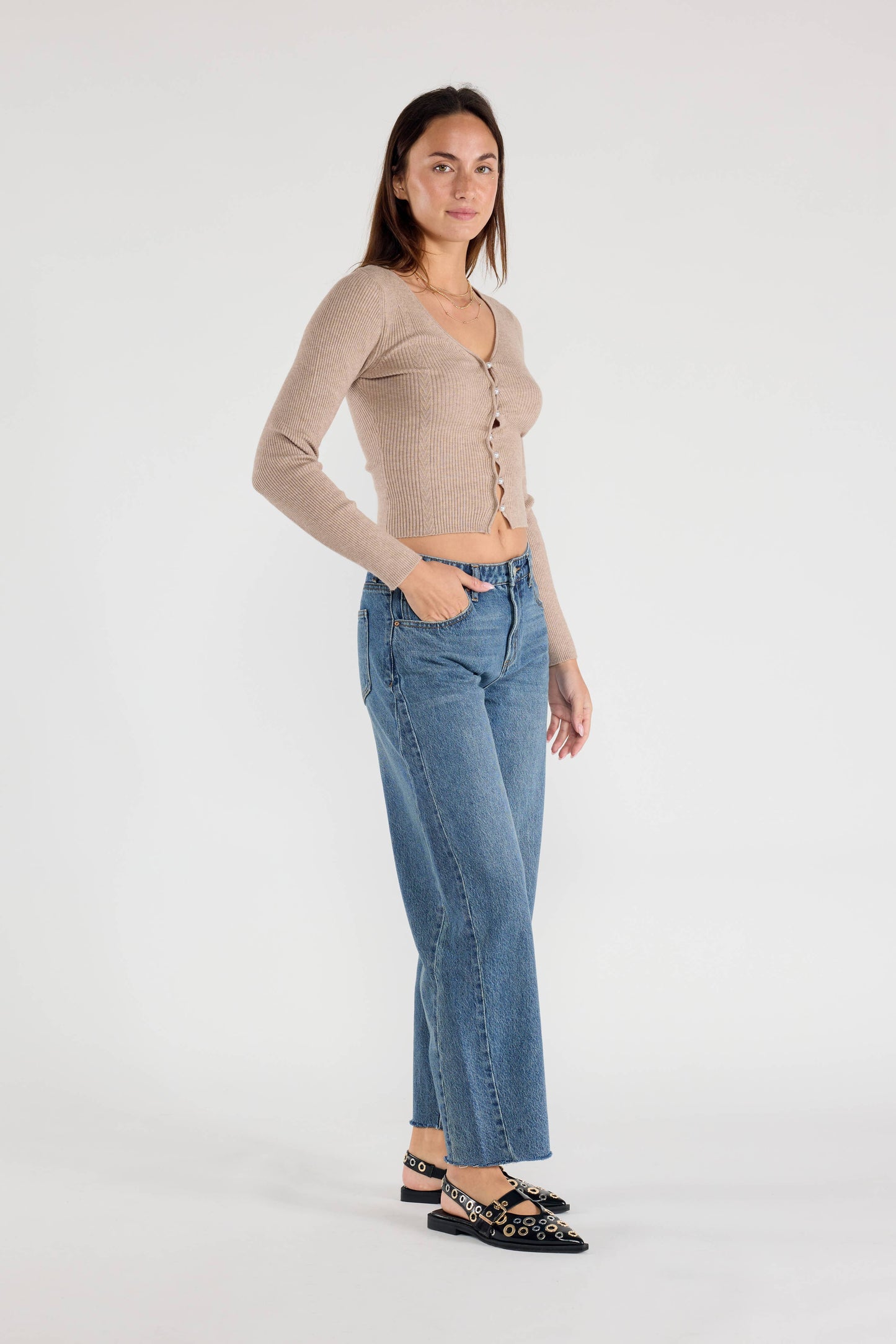 Medium Wash Mid-Waist Relaxed Barrel Jeans