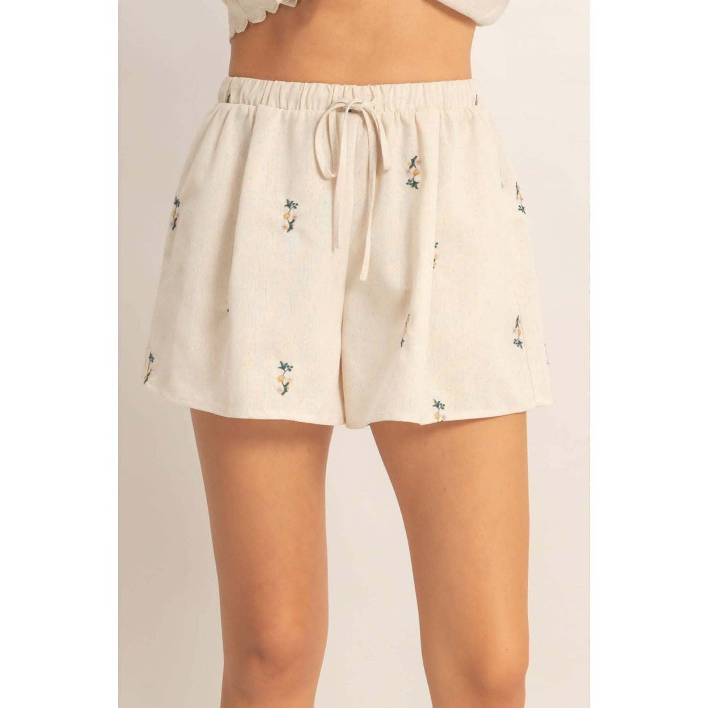 Embroidered Drawstring Shorts