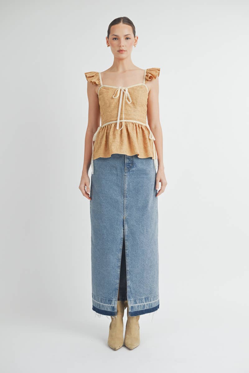 Ruffled Strap Peplum Top