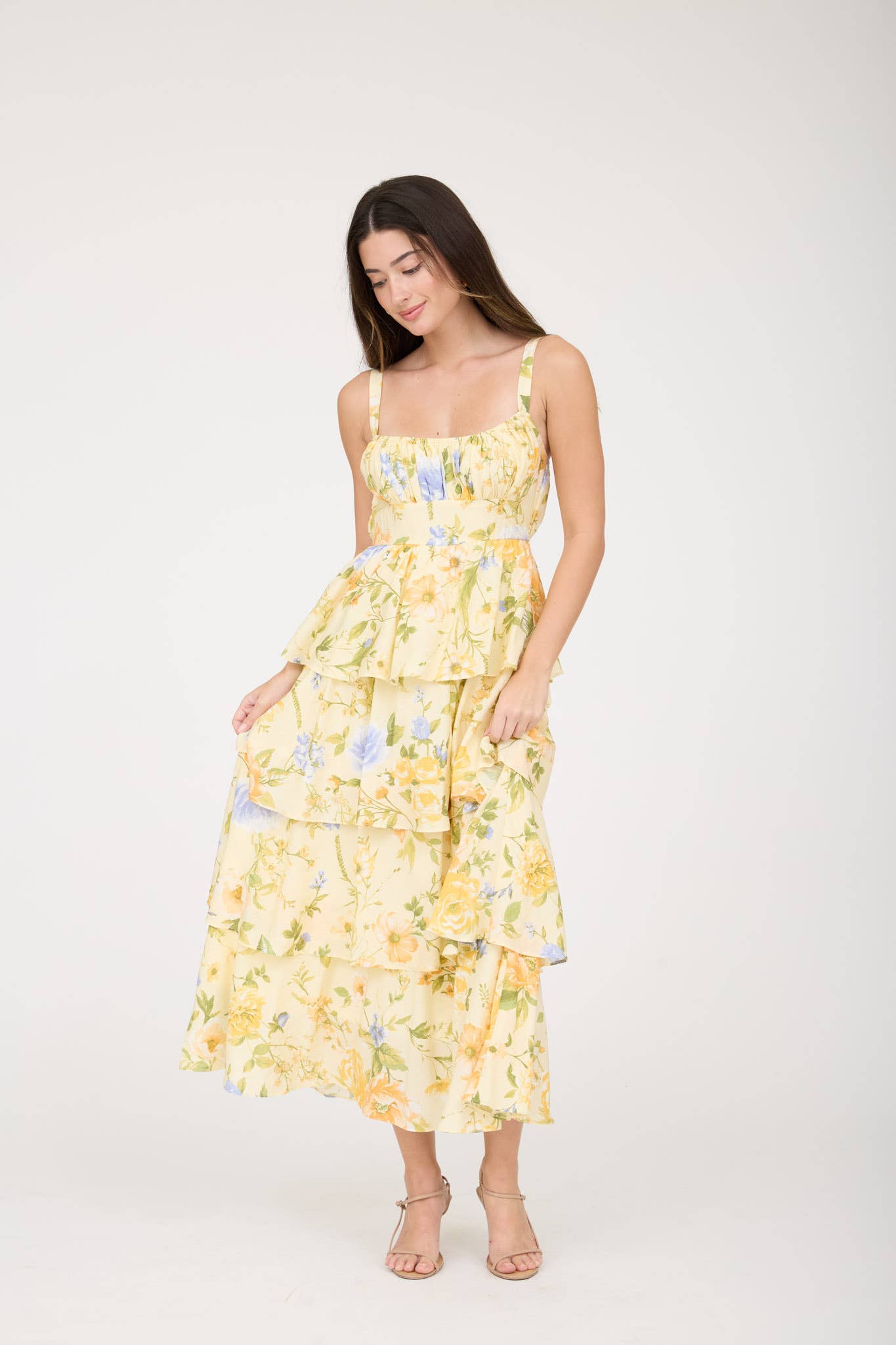 Floral Ruffle Tiered Midi Dress