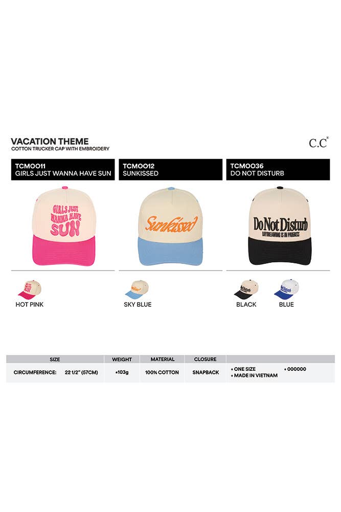 C.C SUNKISSED Embroidered Cotton Baseball Cap