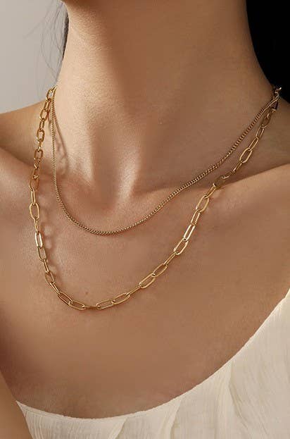 Double Layered Gold Chain Necklace