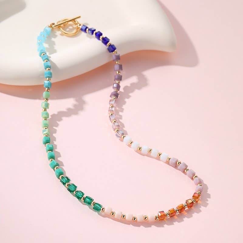 Golf Multicolored Gradient Cube Necklace