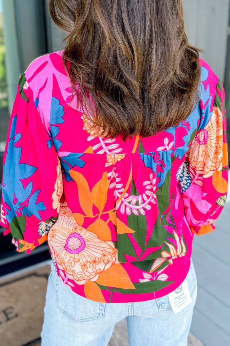 Floral Ruffle Puff Sleeve Top