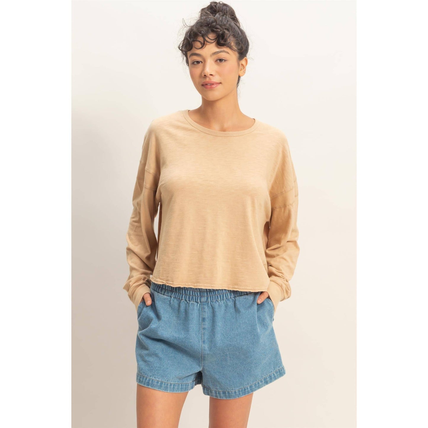 Cross Detail Open Back Long-Sleeve Top