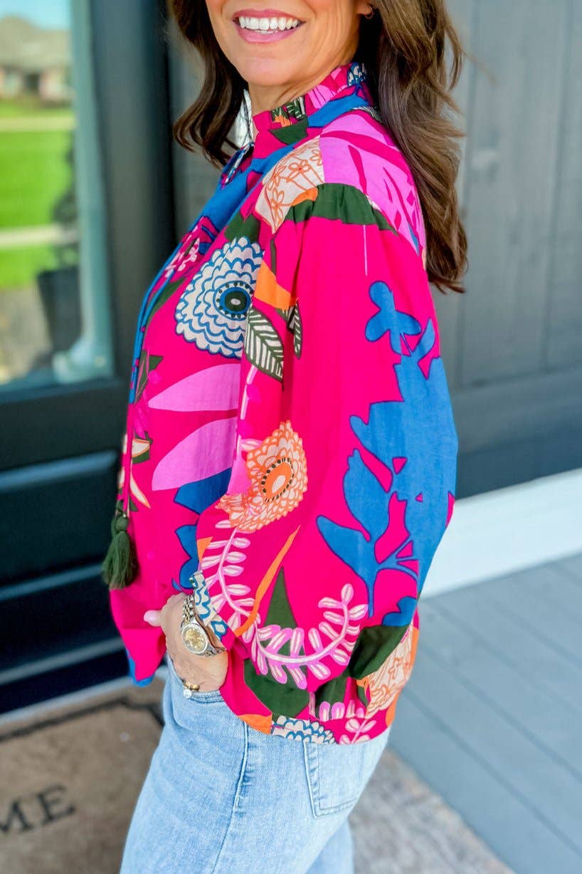 Floral Ruffle Puff Sleeve Top