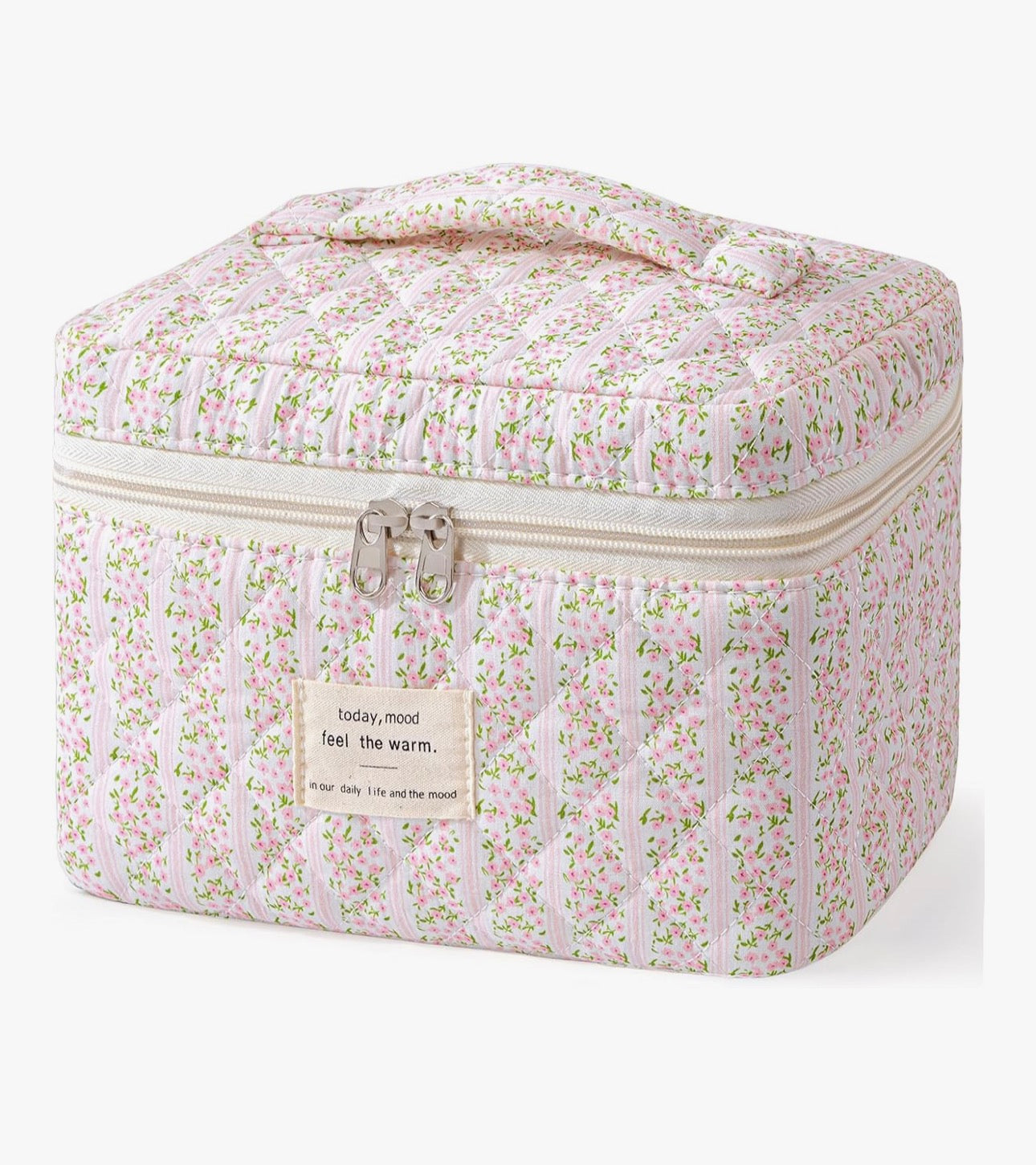 Large Floral Quilted Makeup Bag