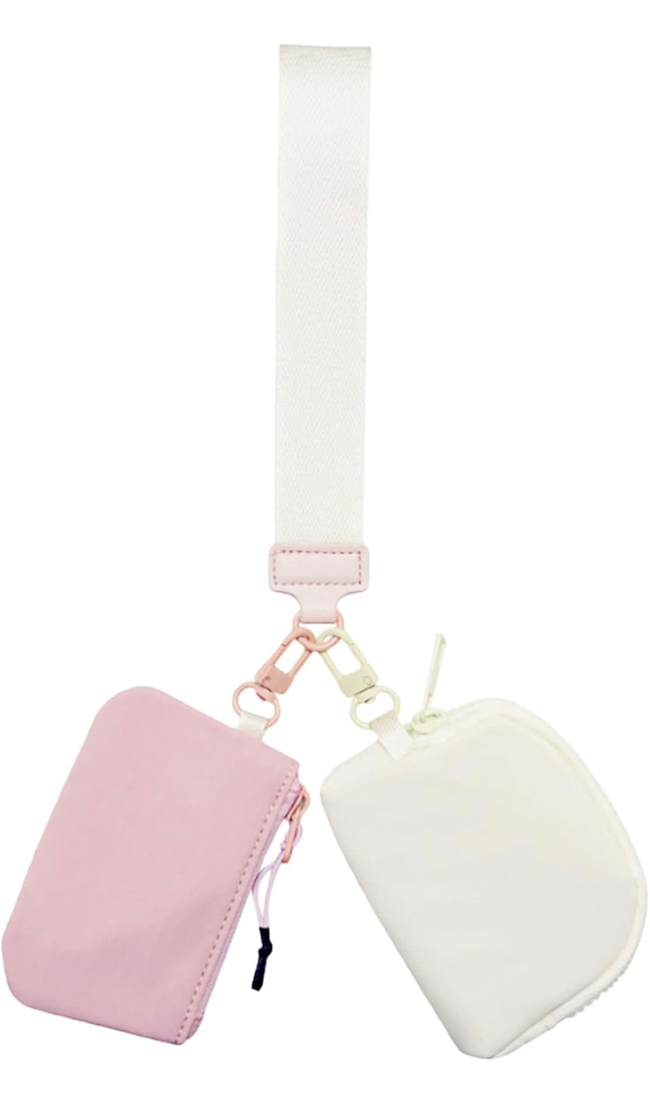 Pink Dual Pouch Wristlet Keychain Wallets