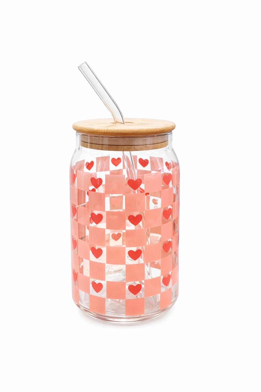 Checkered Heart Glass Cup