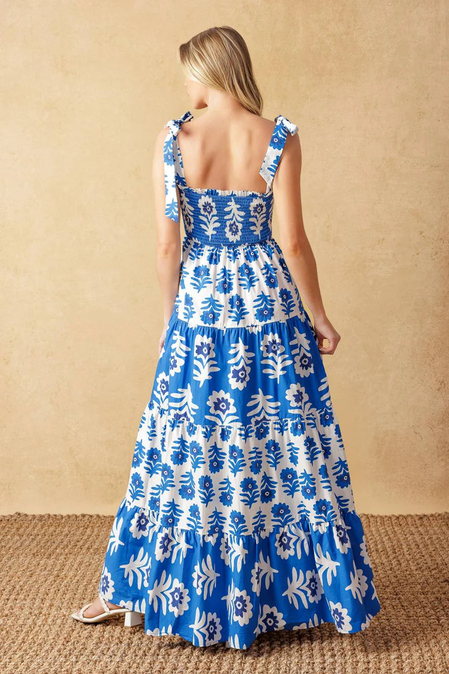 Floral Print Tie Maxi Dress