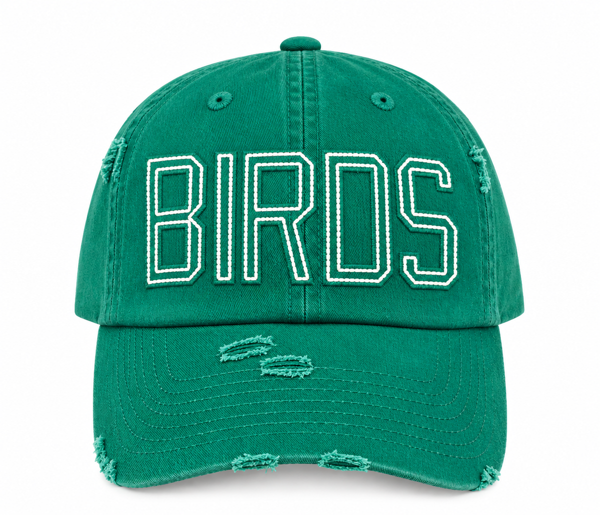 BIRDS Kelly Green Distressed Hat