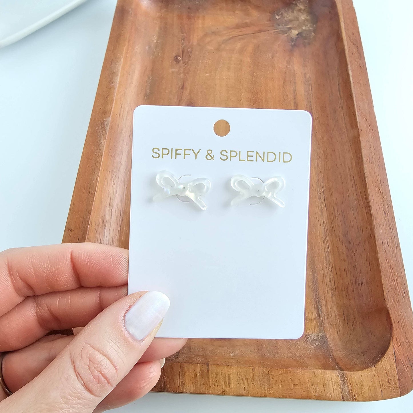 Opalite Bow Stud Earrings