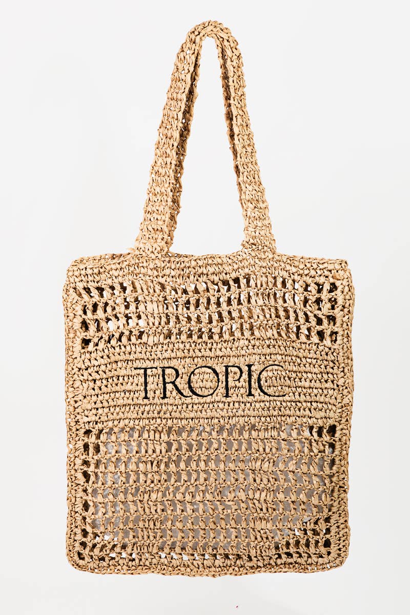 Straw Braided Tropic Tote Bag