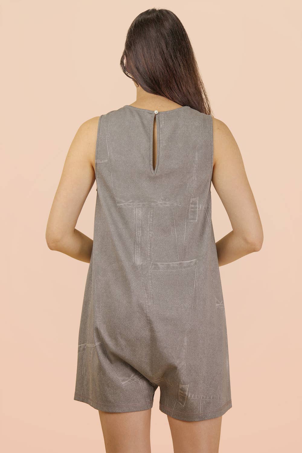 Black Acid Washed Romper