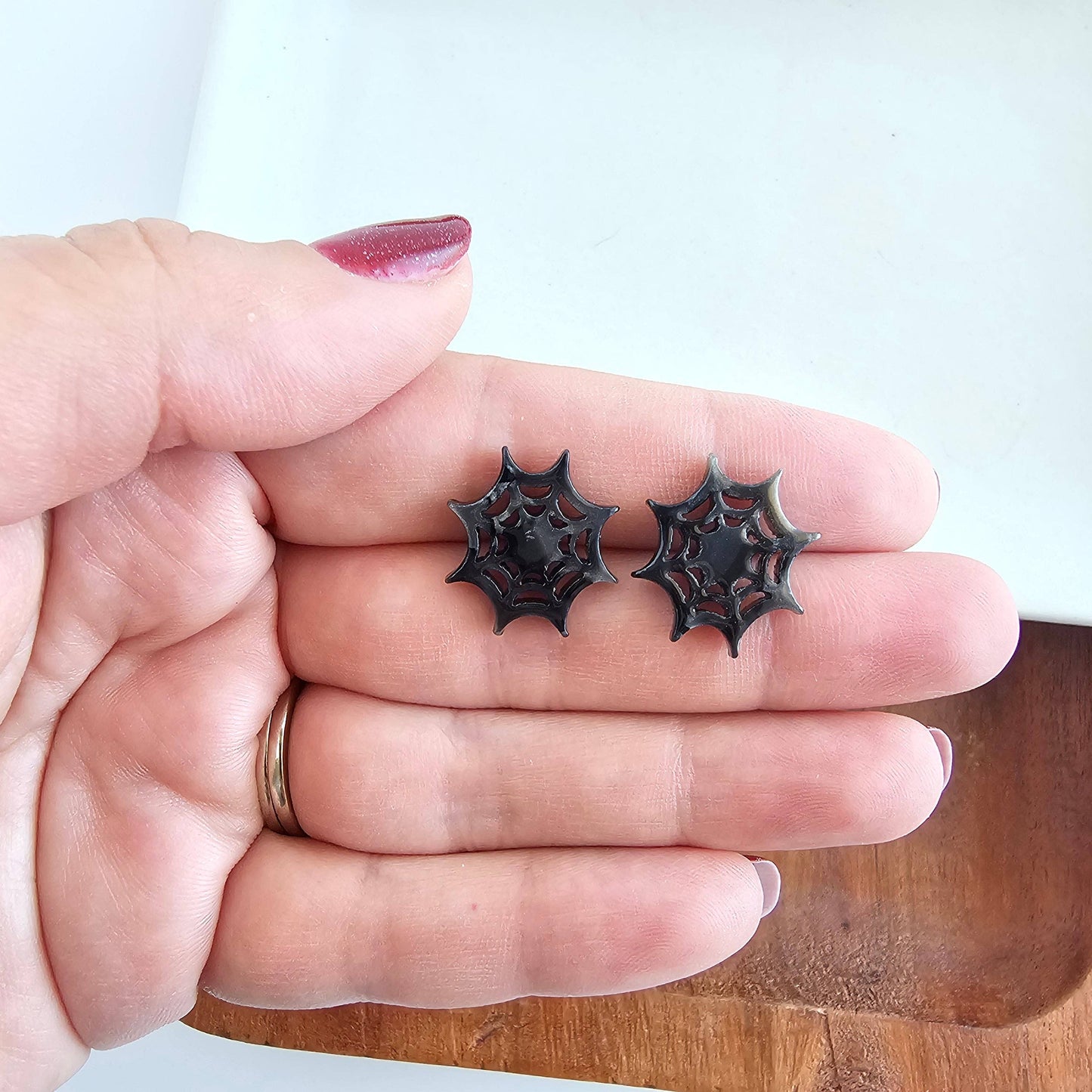 Black Spider Web Studs