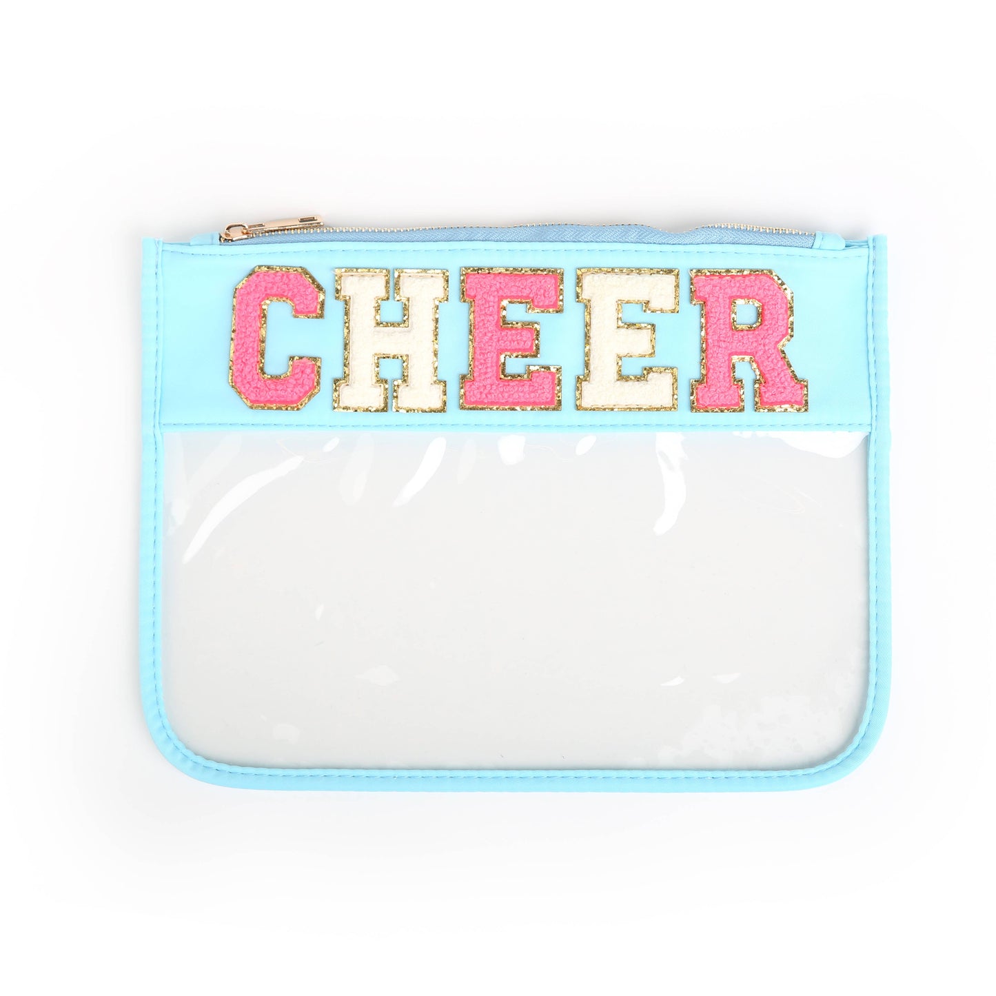 Varsity Cheer Letter Patch Clear Zippered Pouch Bag