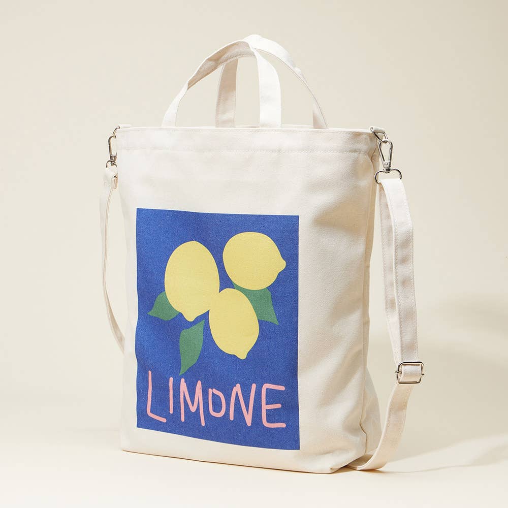 Limone Printed Top Handle Canvas Crossbody Bag