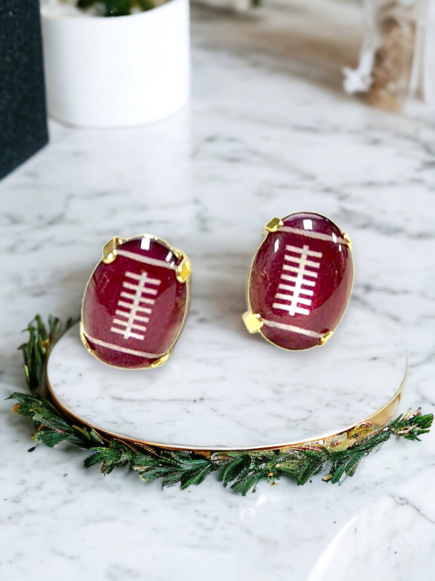 Stud Football Earrings