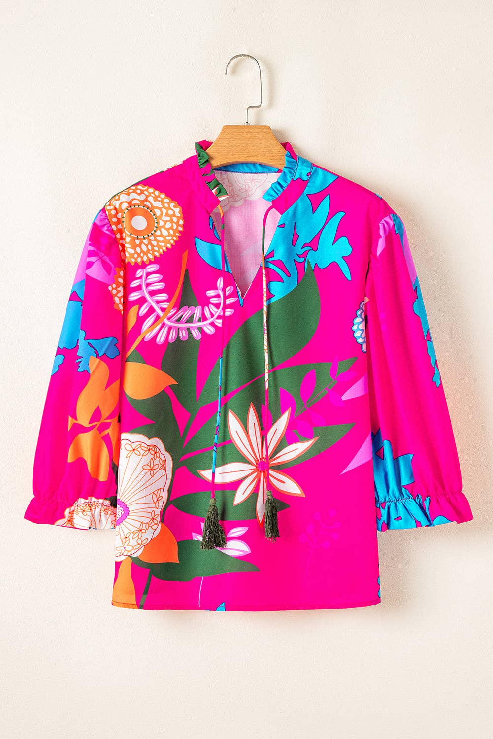Floral Ruffle Puff Sleeve Top