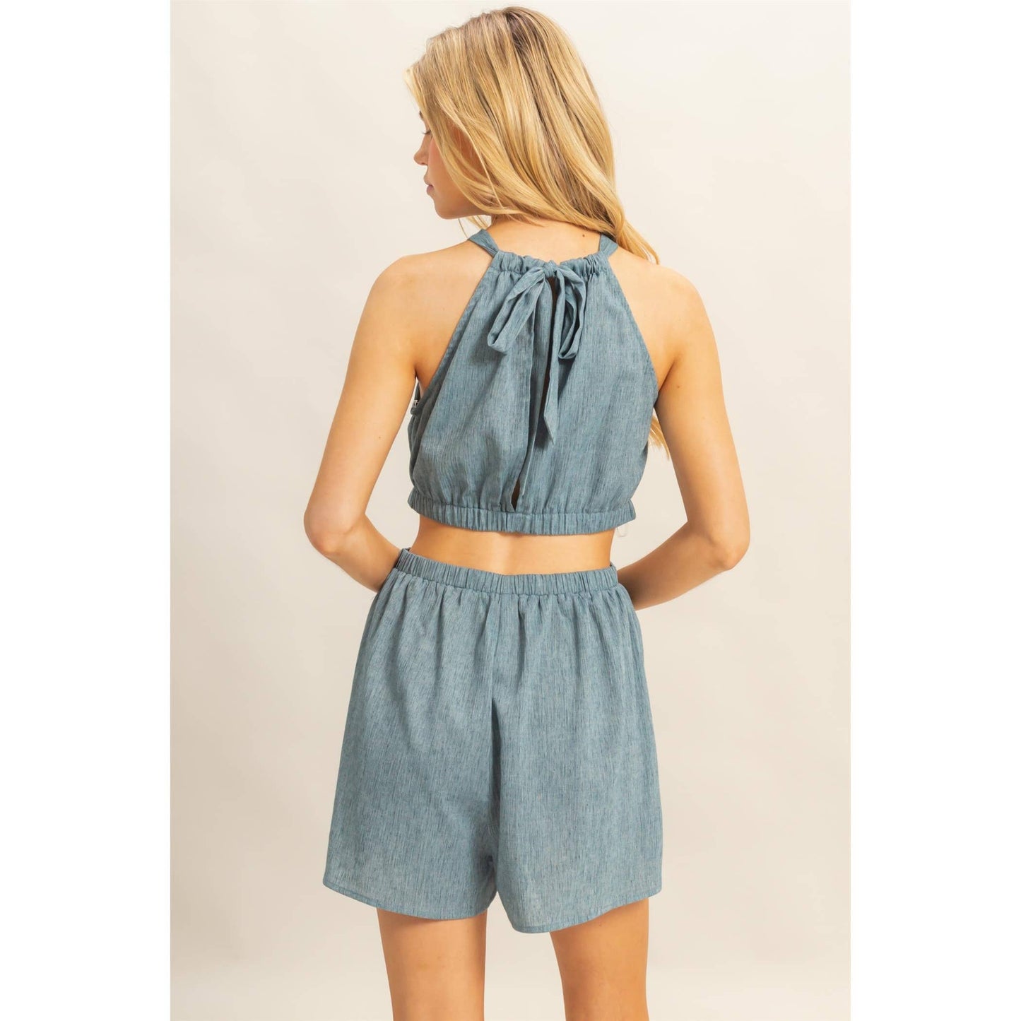 Halterneck Side Cutout Relaxed Fit Romper