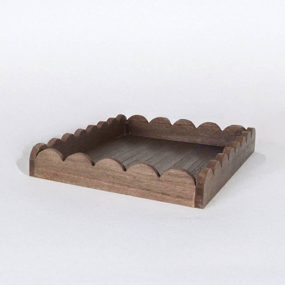 Espresso Wood Scallop Tray