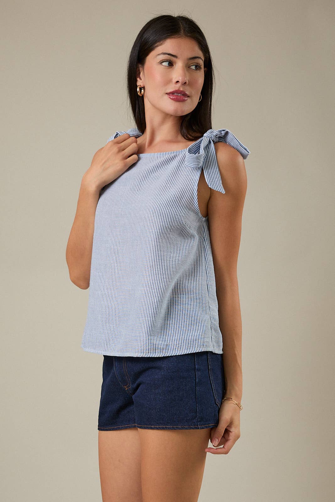Boat Neck Shoulder Tie Top