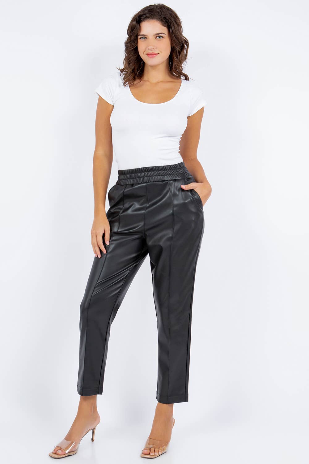 Faux Leather Straight Leg Pull-on Pants