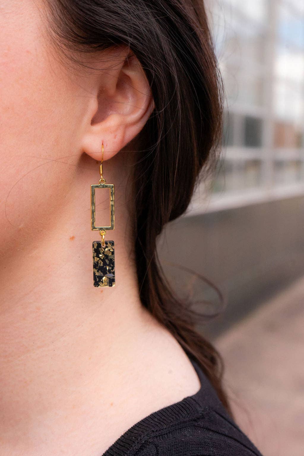 Black Gold Flake Earrings