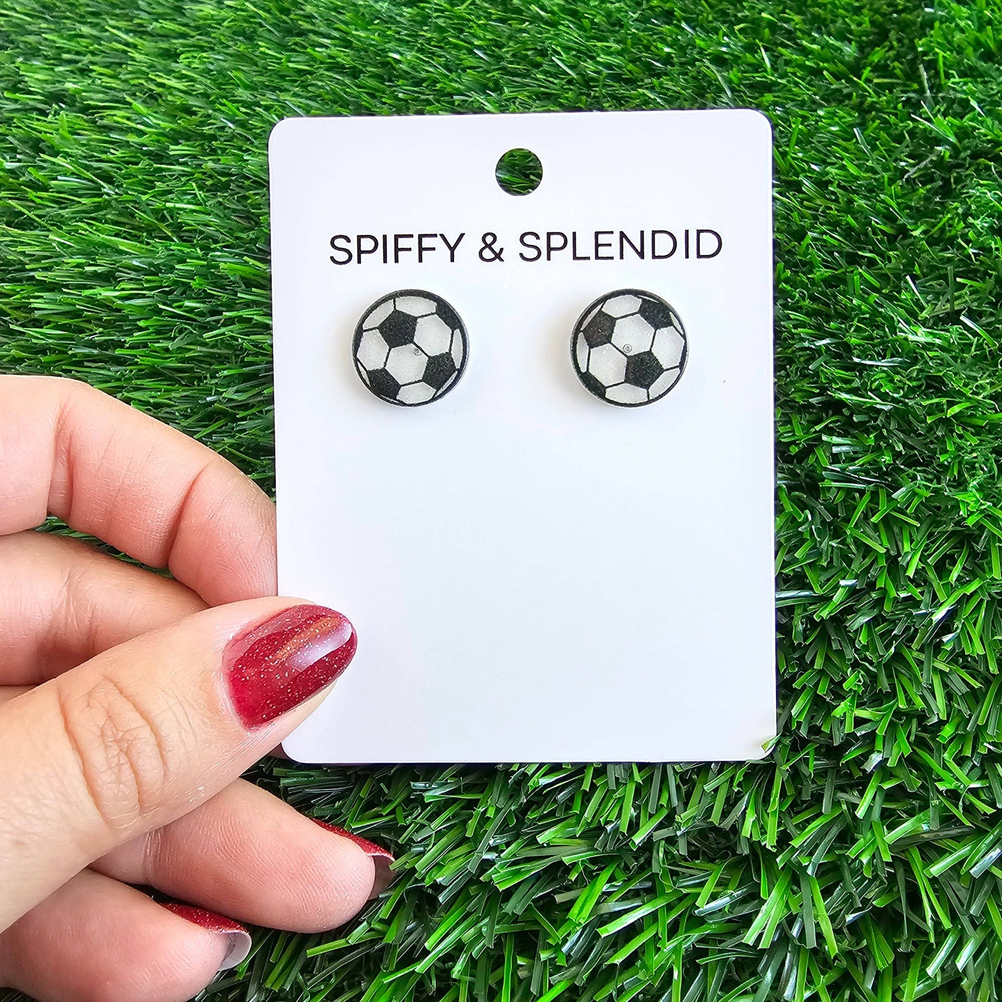 Glitter Soccer Ball Studs // Game Day, Jewelry, Earrings